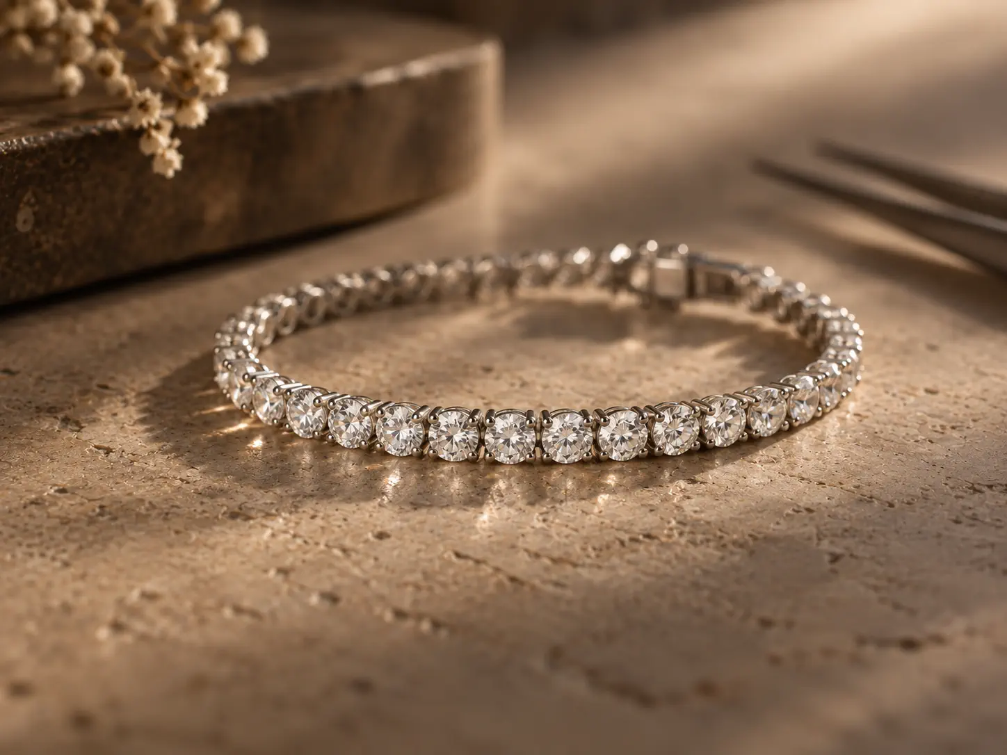 Ein Tennisarmband mit natürlichen Diamanten
